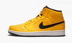 Nike Air Jordan 1 Mid 'Taxi Yellow' Skor Herr Guld Svarta Vita | 361-RUWHDL