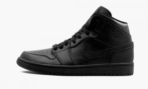 Nike Air Jordan 1 Mid 'Triple Black' Skor Herr Svarta | 672-WTQJDG