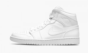 Nike Air Jordan 1 Mid 'Triple White' Skor Herr Vita | 739-DTLAMP