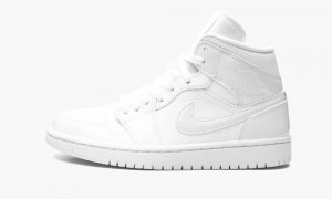 Nike Air Jordan 1 Mid 'Triple White' Skor Dam Vita | 510-OPQHCR