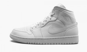 Nike Air Jordan 1 Mid 'Triple White' Skor Herr Vita | 064-KGQSVP