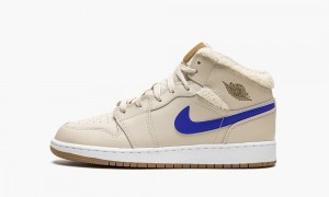 Nike Air Jordan 1 Mid UTL GS 'Fleece' Skor Barn Vita Blå | 562-WUEFRY