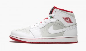 Nike Air Jordan 1 Mid WB 'Hare' Skor Herr Vita Röda Silver | 907-MTHCUR