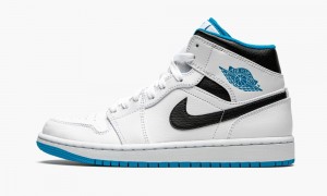 Nike Air Jordan 1 Mid 'White / Laser Blue' Skor Herr Vita Blå Svarta | 106-DVBYIX