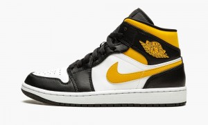 Nike Air Jordan 1 Mid 'White / Pollen / Black' Skor Herr Vita Svarta | 698-PYLHTF