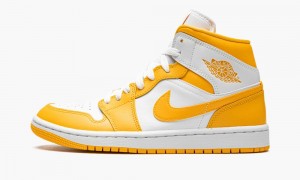 Nike Air Jordan 1 Mid 'White / University Gold' Skor Dam Vita Guld | 128-BFZSKJ