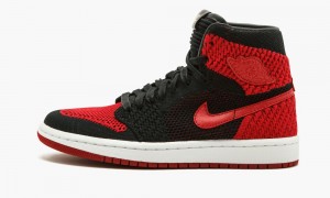 Nike Air Jordan 1 Ret Hi Flyknit BG Skor Barn Svarta Röda Vita | 038-AYZIMH