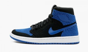 Nike Air Jordan 1 Ret Hi Flyknit BG Skor Barn Svarta Kungsblått Vita | 178-OMRPDQ