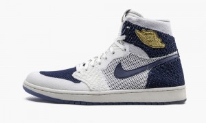 Nike Air Jordan 1 Retro HI Flyknit 'Derek Jeter - RE2PECT' Skor Herr Marinblå Metal | 346-TJAVGC