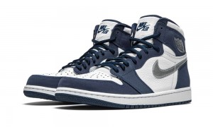 Nike Air Jordan 1 Retro High CO.JP 'Midnight Navy' Skor Herr Vita Metal Silver | 402-RBUCWP