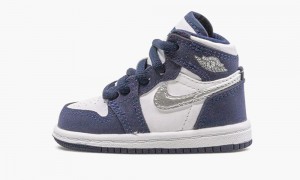 Nike Air Jordan 1 Retro High CO.JP 'Midnight Navy' Skor Barn Vita Metal Silver | 523-BIQLSN