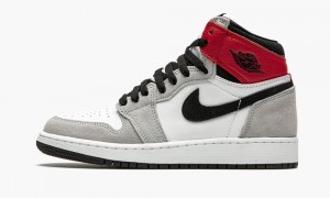 Nike Air Jordan 1 Retro High OG GS 'Light Smoke Grey' Skor Barn Vita Svarta Ljusgrå | 518-FEPZWD