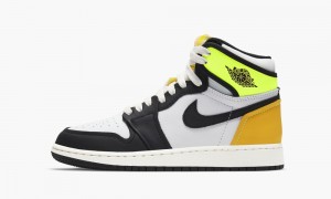 Nike Air Jordan 1 Retro High OG GS 'Volt Gold' Skor Barn Vita Svarta | 024-PSCXZR