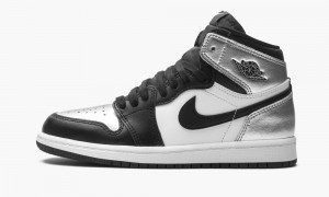 Nike Air Jordan 1 Retro High PS 'Silver Tå' Skor Barn Svarta Metal Silver Vita | 274-BGILWY