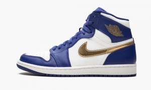 Nike Air Jordan 1 Retro High Skor Herr Vita Blå | 637-DZOKGS