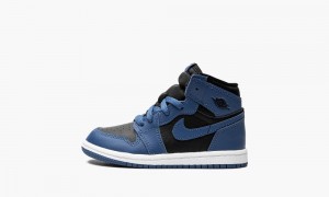 Nike Air Jordan 1 Retro High TD 'Dark Marina Blue' Skor Barn Mörkblå Svarta Vita | 173-KSWUJG