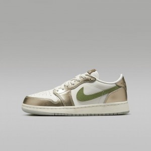 Nike Air Jordan 1 Retro Low OG Chinese New Year Skor Barn Metal Guld Gröna | 682-QDCLMK