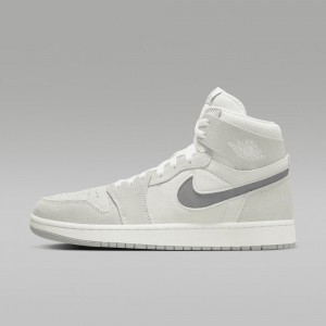 Nike Air Jordan 1 Zoom CMFT 2 Skor Herr Vita Ljussilver Grå | 640-XVWCQM