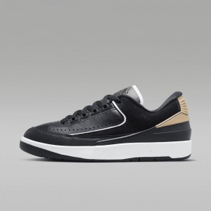 Nike Air Jordan 2 Retro Low "Black/Varsity Red" Skor Dam Svarta Metal Guld Vita Röda | 478-VSEKLZ