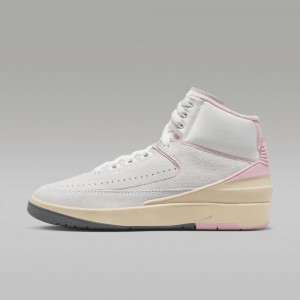 Nike Air Jordan 2 Retro Skor Dam Vita Rosa Röda | 381-XWCBQP