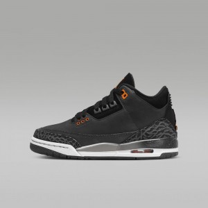 Nike Air Jordan 3 Retro Skor Barn Svarta | 934-GHJCYM