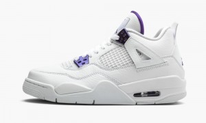 Nike Air Jordan 4 Retro GS 'Metallic Pack - Purple' Skor Barn Vita Lila Metal | 805-KSPZTO