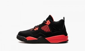 Nike Air Jordan 4 Retro PS 'Red Thunder' Skor Barn Svarta Vita Röda | 903-LHGWDF