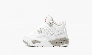 Nike Air Jordan 4 Retro TD 'White Oreo' Skor Barn Vita Grå | 241-GXNBIT