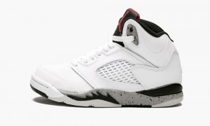 Nike Air Jordan 5 Retro BP 'White Cement' Skor Barn Vita Röda Svarta | 180-WGHEXS