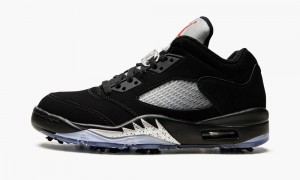 Nike Air Jordan 5 Retro Low Golf 'Black Metallic' Skor Herr Svarta Metal Silver Röda | 760-JSKIZL