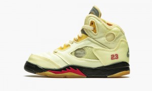 Nike Air Jordan 5 Retro SP PS 'Off-White - Sail' Skor Barn Röda Svarta | 739-BRKFUH