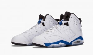 Nike Air Jordan 6 Retro BG 'Sport Blue' Skor Barn Vita Blå Svarta | 365-DLUTJC