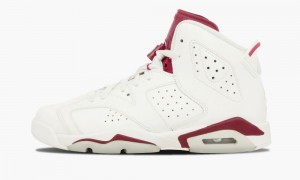 Nike Air Jordan 6 Retro OG BG 'Maroon' Skor Barn Vita Vinröda | 961-XACBPY