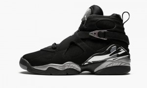 Nike Air Jordan 8 Retro BG 'Chrome' Skor Barn Svarta Vita Mörkgrå | 409-LMUPQB