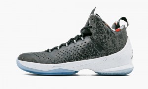 Nike Air Jordan Melo M11 HEBRU Skor Herr Svarta Silver Vita | 680-WZSCFP