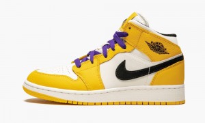 Nike Air Jordan Mid SE (GS) 'Lakers' Skor Barn Guld Svarta | 194-YOKSDJ