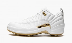 Nike Air Jordan XII G NRG M22 'Air Jordan 12 Golf - White Metallic' Skor Herr Vita Metal Guld | 279-KYUWBM