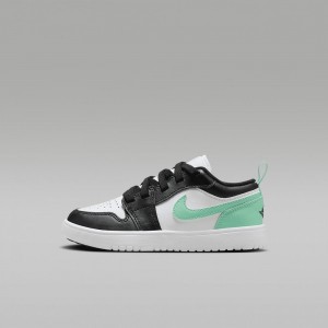 Nike Jordan 1 Low Alt Skor Barn Svarta Vita Gröna | 142-NPVHDZ