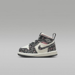 Nike Jordan 1 Mid SE Skor Barn Blommiga Vita Rosa | 579-PVXACI