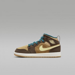 Nike Jordan 1 Mid SE Skor Barn Bruna | 489-CPZERN