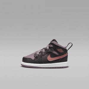 Nike Jordan 1 Mid SE Skor Barn Lila Svarta | 635-QAJGHF