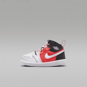 Nike Jordan 1 Mid SE Skor Barn Svarta Vita Röda | 325-DMIGHT