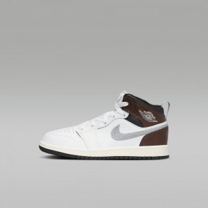 Nike Jordan 1 Mid SE Skor Barn Vita Choklad | 061-YSOVRW