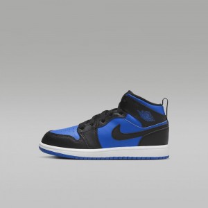 Nike Jordan 1 Mid Skor Barn Blå Svarta | 251-FZEJVK