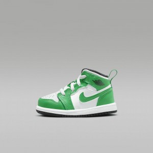 Nike Jordan 1 Mid Skor Barn Gröna Vita | 207-TRJXLS