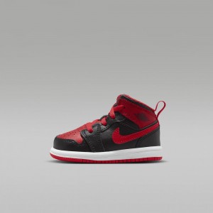 Nike Jordan 1 Mid Skor Barn Röda Svarta | 839-EZLPAM