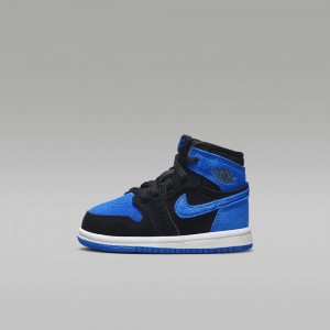 Nike Jordan 1 Retro High OG Skor Barn Svarta Vita Kungsblått Blå | 751-EFRBGM