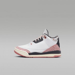 Nike Jordan 3 Retro "Ivory" Skor Barn Vita Röda Mörkgrå | 542-XGKQNH