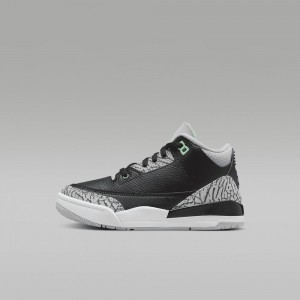 Nike Jordan 3 Retro Skor Barn Svarta Grå Vita Gröna | 834-URADOQ