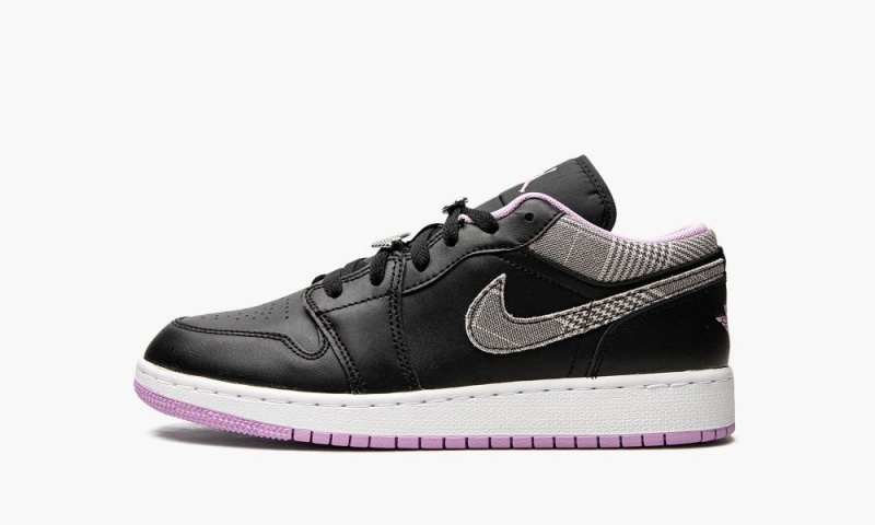 Nike Air Jordan 1 Low GS \'Houndstooth\' Skor Barn Svarta Vita Lila | 982-TKZMFQ